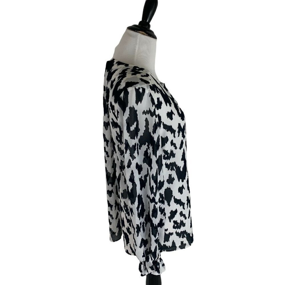 Gibson & Latimer Women's S Small Pop Over Blouse Button Down Animal Print Sheer - Picture 3 of 7